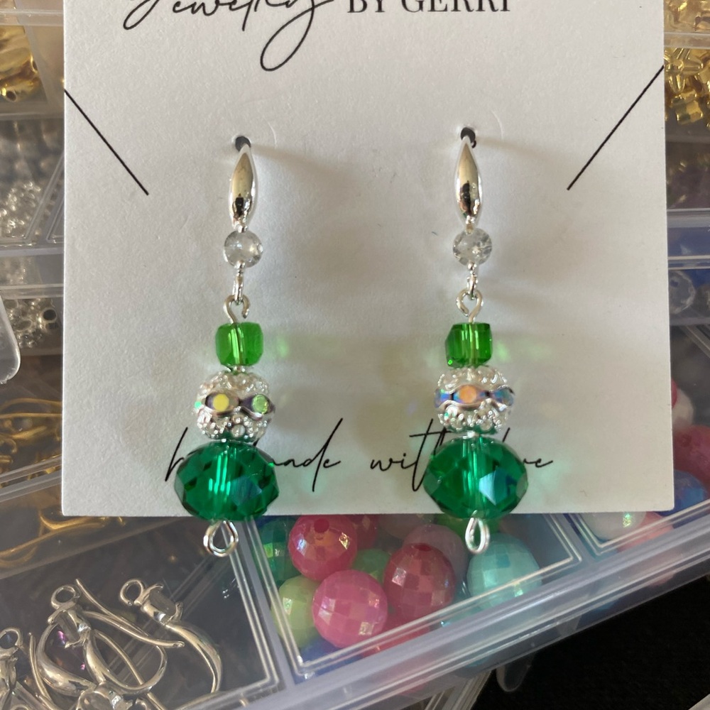 Green and Silver Earrings